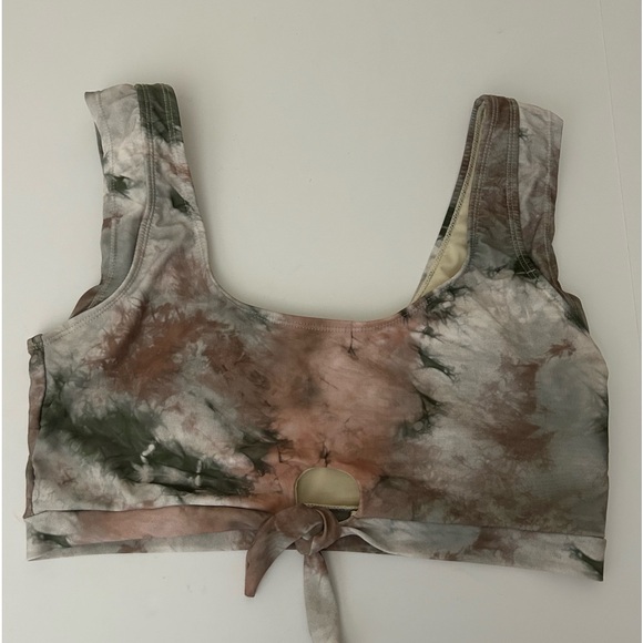 Bundle 4 bikini tops Coral Halter Green Strappy Ribbed Palm Tree Earth tones - L - Picture 14 of 16